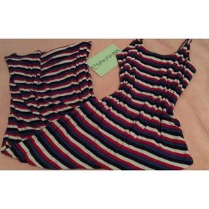 Red white & blue striped maxi dress